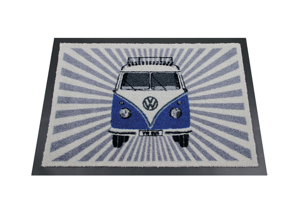 VW T1 Bulli Bus Fußmatte, 70x50cm - Strahlen/blau
