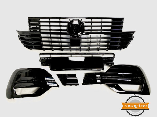 VW T6.1 Frontgrill + Gitter mit Einparkassistent  6 Sensoren +  ACC  für Stoßfänger schwarz glänzend