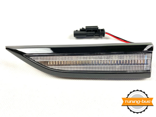KBVW11-L  T6 LED Blinkerset dynamisch seitlich Lichtscheibe  weiß/klar / Rahmen glänzend schwarz