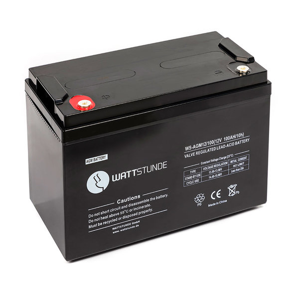 WATTSTUNDE® Akku AGM12-100 12V VRLA AGM Batterie 100Ah C10