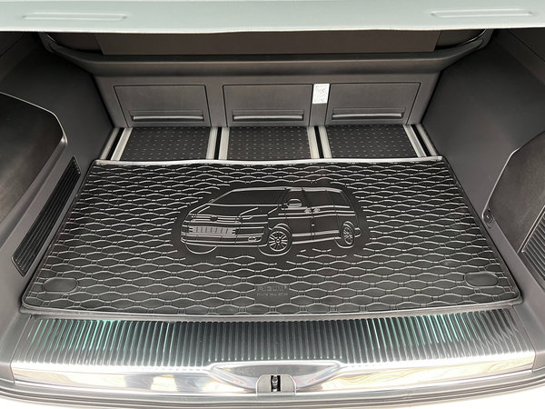 Kofferraumwanne für VW T5-T6-T6.1 Laderaumwanne Gummiwanne mit Motiv