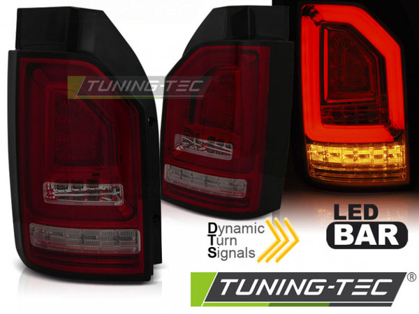 LDVWJ3 Voll LED Lightbar Design Rückleuchten für VW T6 15-19 rot/rauch mit dynamischem Blinker