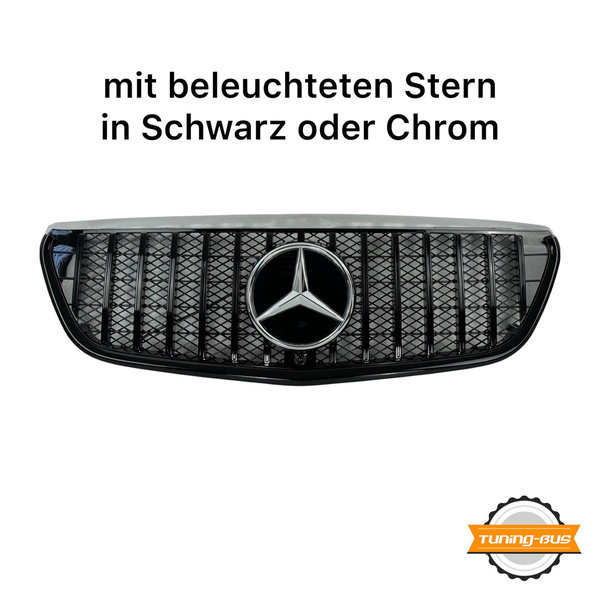 Frontgrill schwarz AMG Optik für Mercedes W447 ab 04/2019 passend mit/ohne Kamera, Stern Ø 20cm